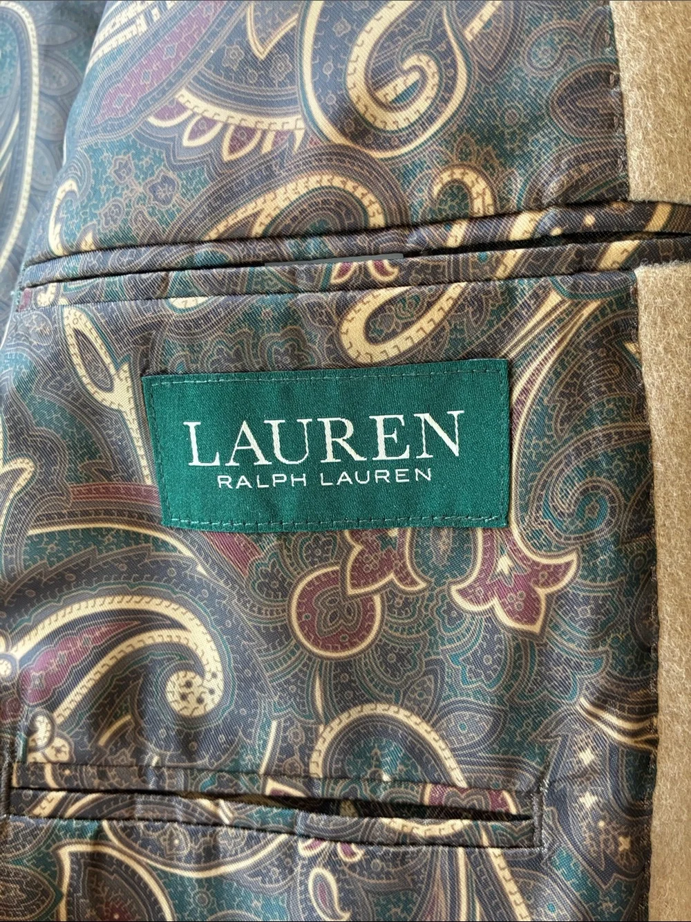 Lauren Ralph Lauren Men’s 42L Wool Silk Cashmere Camel Sport Coat Blazer